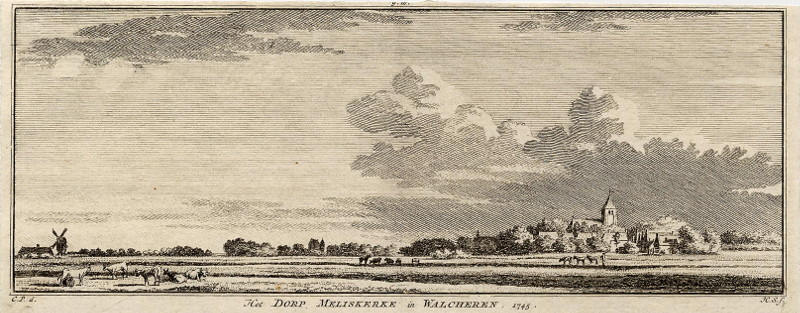 afbeelding van prent Het dorp Meliskerke in Walcheren 1745 van Cornelis Pronk, Hendrik Spilman (Meliskerke)