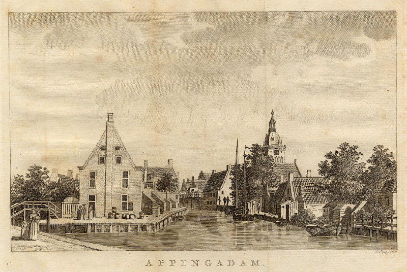 afbeelding van prent Appingadam van De Jong (Appingedam)