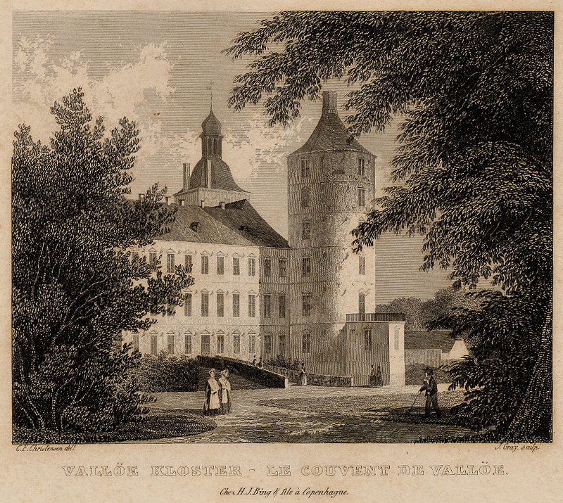 afbeelding van prent Vallöe Kloster - Le Couvent de Vallöe van C.F. Christensen, J. Gray (Vallo)