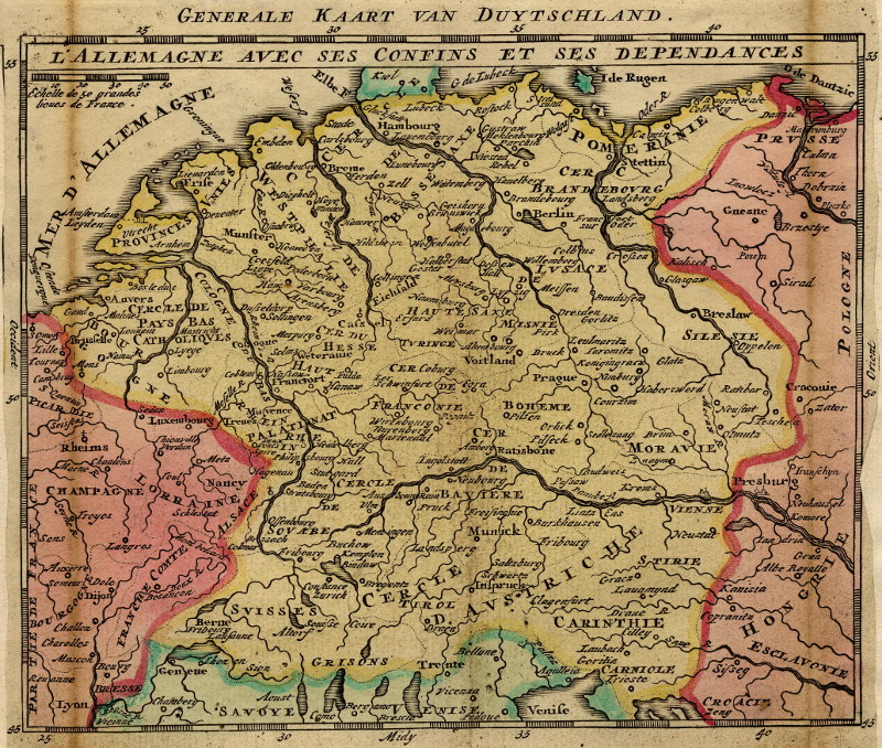 afbeelding van kaart Generale Kaart van Duytschland; L´Allemagne avec ses Confins et ses Dependances van Jan de Lat