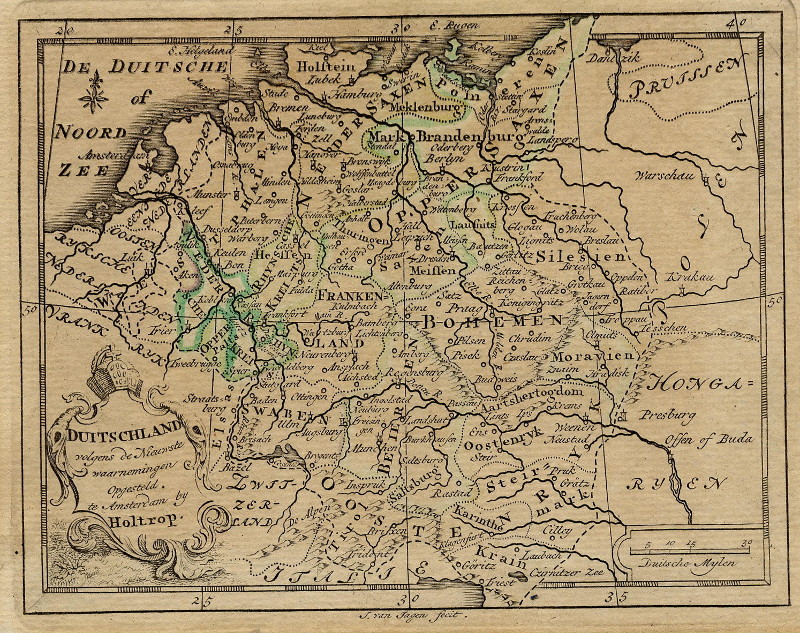 afbeelding van kaart Duitschland volgens de Nieuwste waarnemingen. Opgesteld te Amsterdam by Holtrop. van J. van Jagen