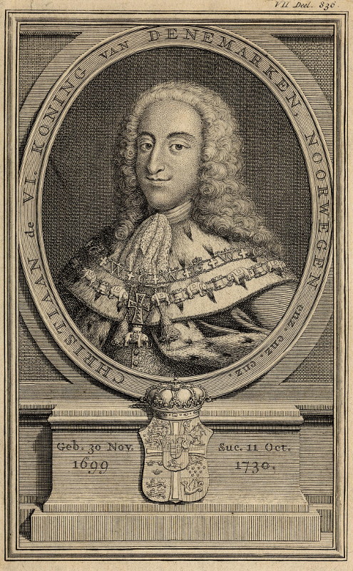 afbeelding van prent Christiaan de VI. Koning van Denemarken, Noorwegen enz. enz. enz. van nn (Adel, )