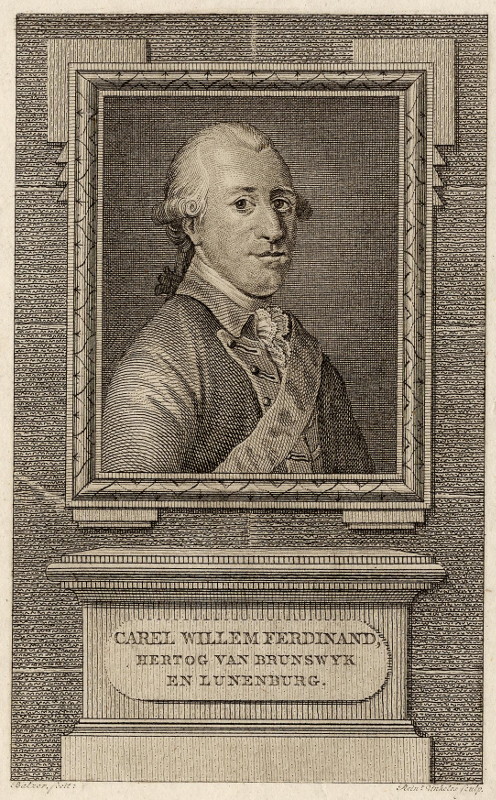 afbeelding van prent Carel Willem Ferdinand, Hertog van Brunswijk en Lunenburg van R. Vinkeles, naar Balzer (Adel, )