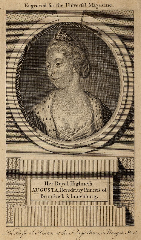 afbeelding van prent Her Royal Highness Augusta, Hereditary Princess of Brunswick & Lunenburg van nn (Adel, Vrouwen,)