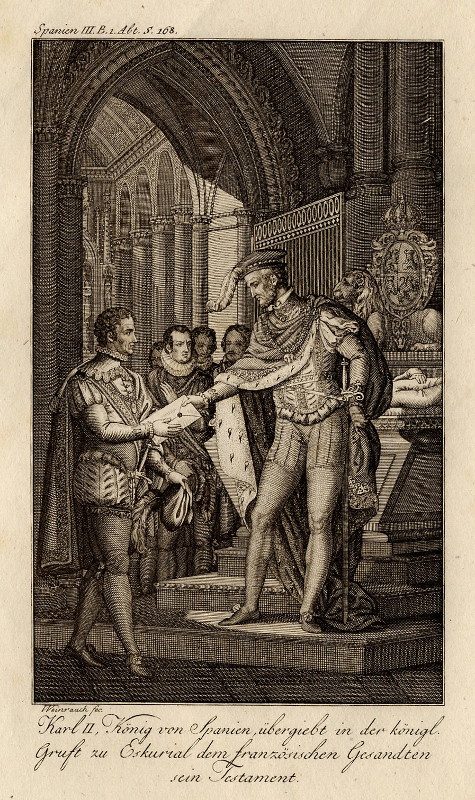 afbeelding van prent Karl II, König von Spanien van Johann Caspar Weinrauch (Adel, )