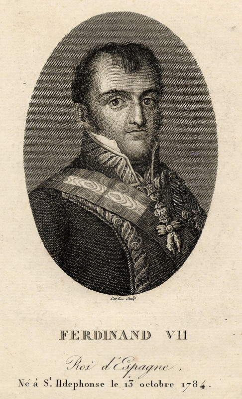 afbeelding van prent Ferdinand VII Roi d´Espagne van Portier (Adel, )