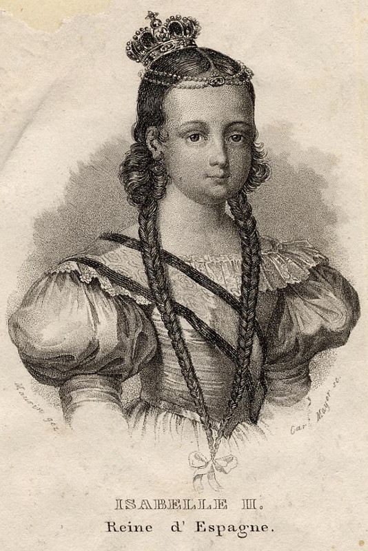 afbeelding van prent Isabelle II Reine d´Espagne van Carl Mayer, Maurin (Adel, Vrouwen,)