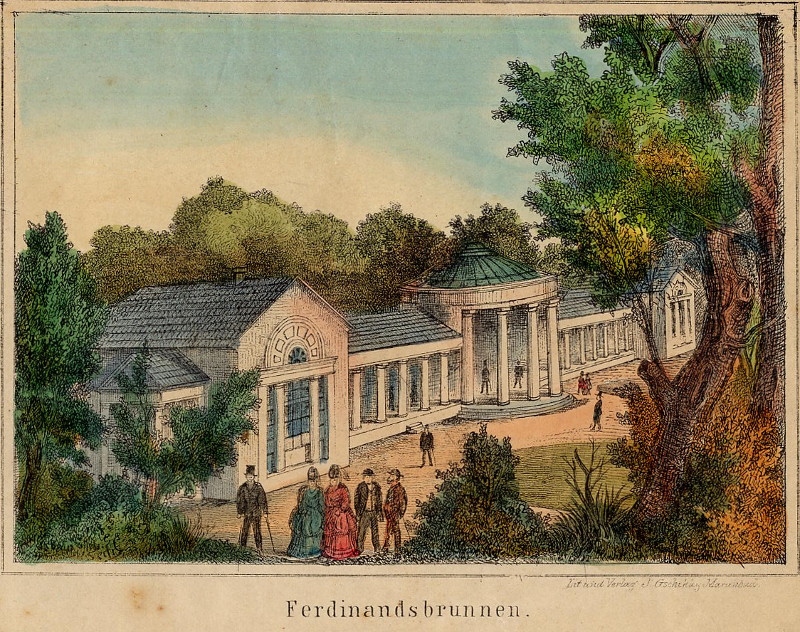 afbeelding van prent Ferdinandsbrunnen van J. Gschikay (Marienbad, Marianske Lazne)
