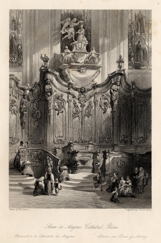 afbeelding van prent Screen in Mayence Cathedral, Rhine van W.L. Leitch, J.H. Le Keux (Mainz)