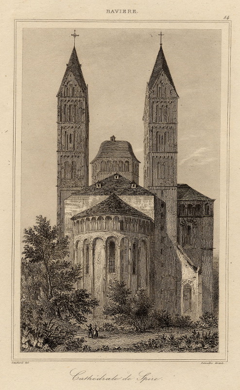 afbeelding van prent Cathedrale de Spire van Gaucherel, Lemaitre (Speyer, Spiers)