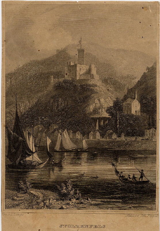 afbeelding van prent Stolzenfels van Lange, Poppel (Koblenz)