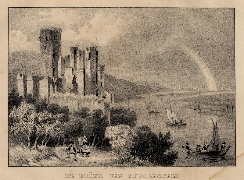 afbeelding van prent De Ruine van Stolzenfels van J. Noman en zoon (Koblenz)