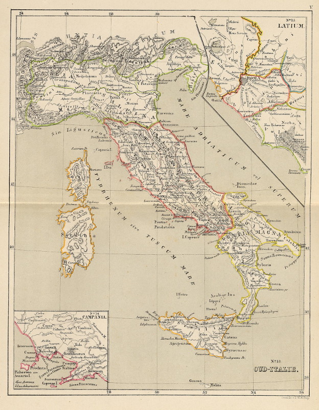 afbeelding van kaart Oud-Italie; Latium;  Campania van P.W.M. Trap