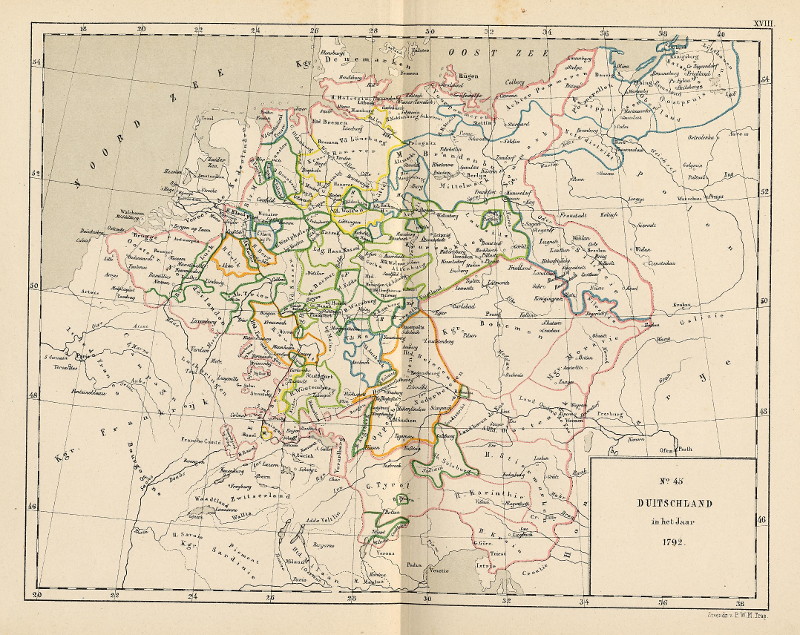 afbeelding van kaart Duitschland in het jaar 1792 van P.W.M. Trap