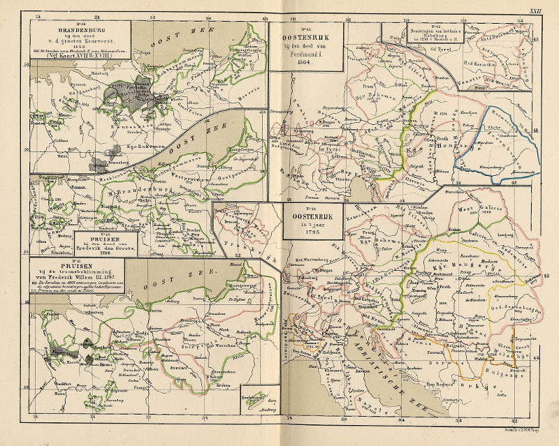 afbeelding van kaart Brandenburg, Pruisen en Oostenrijk van P.W.M. Trap