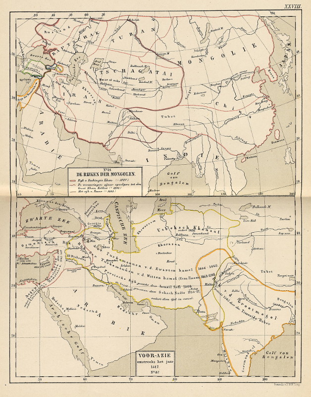 afbeelding van kaart De Rijken der Mongolen, Voor-Azie omstreeks het jaar 1517 van P.W.M. Trap