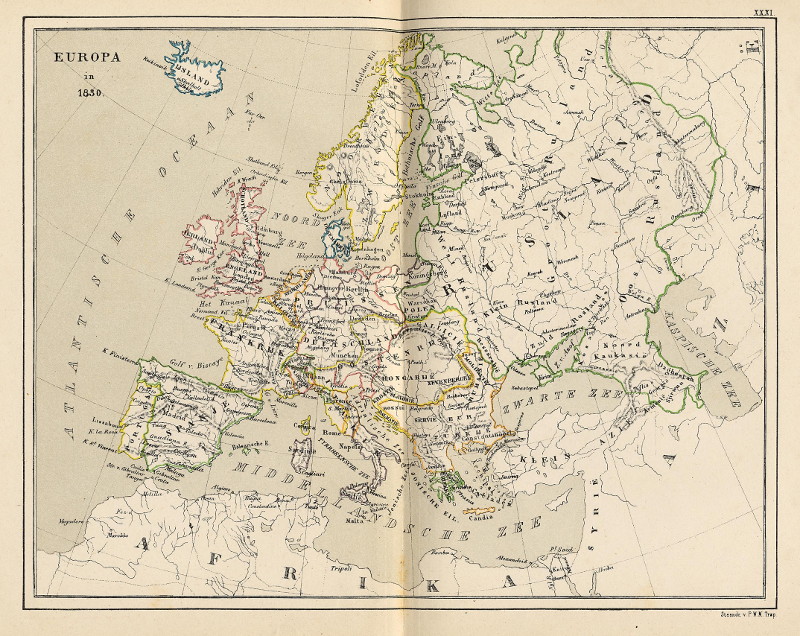 afbeelding van kaart Europa in 1850 van P.W.M. Trap