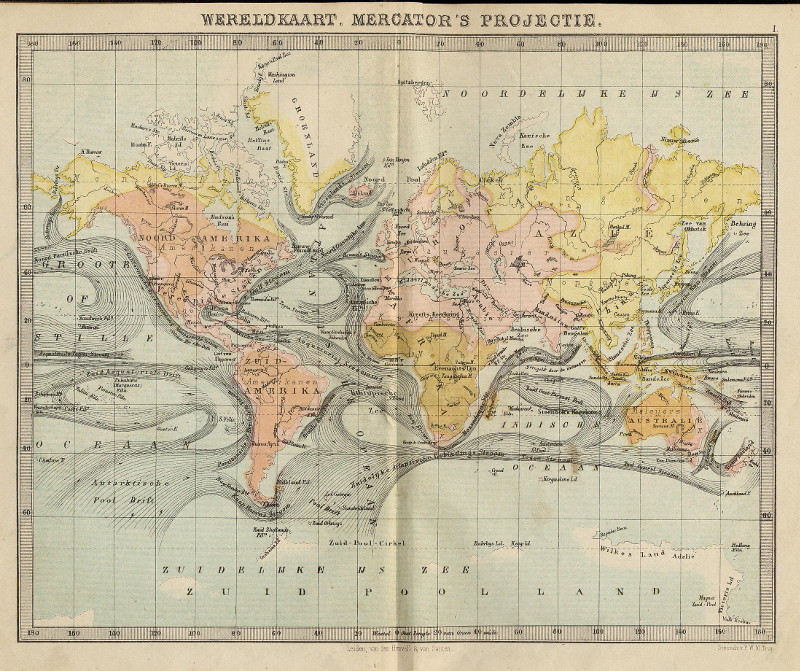 afbeelding van kaart Wereldkaart, Mercator´s Projectie van P.W.M. Trap