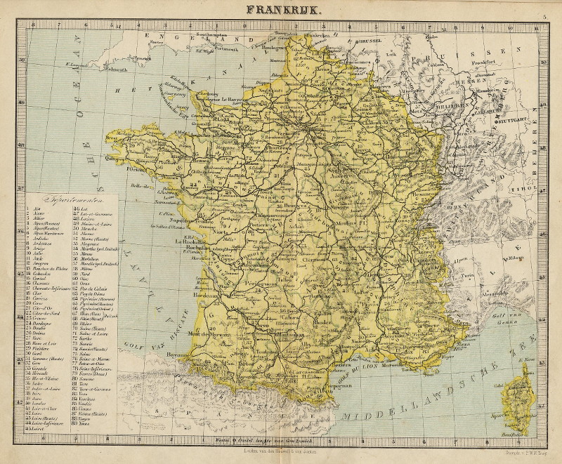 afbeelding van kaart Frankrijk van P.W.M. Trap