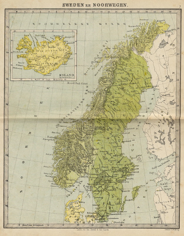 afbeelding van kaart Zweden en Noorwegen, IJsland van P.W.M. Trap