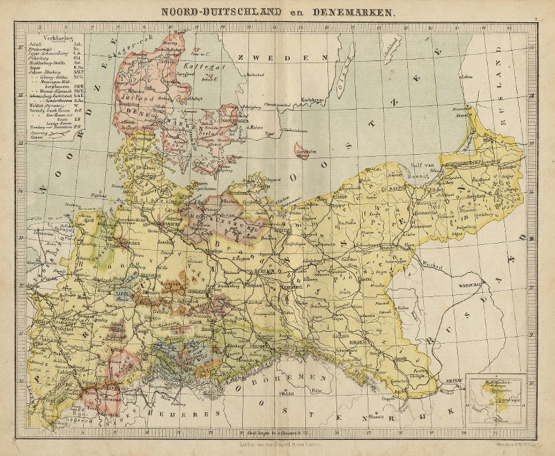 afbeelding van kaart Noord-Duitschland en Denemarken van P.W.M. Trap