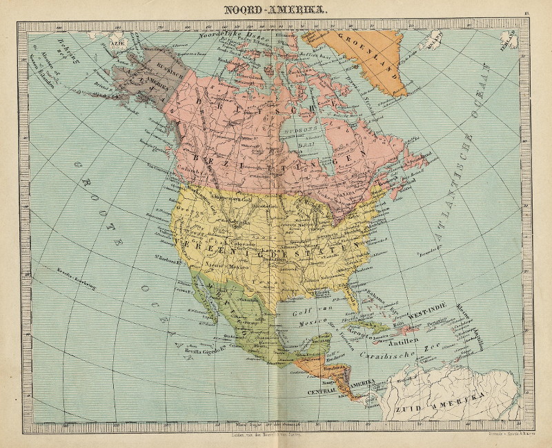 afbeelding van kaart Noord-Amerika van Emrik & Binger