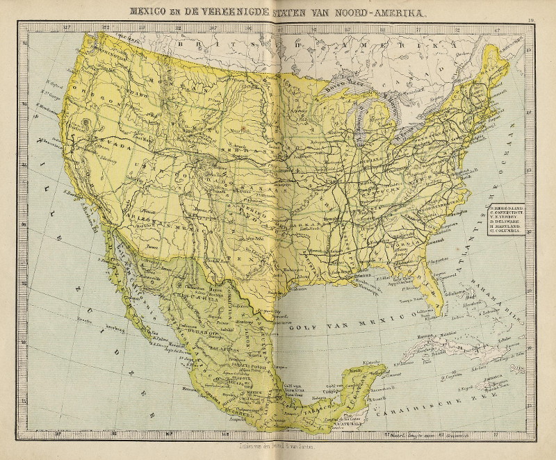 afbeelding van kaart Mexico en de Vereenigde Staten van Noord-Amerika van nn