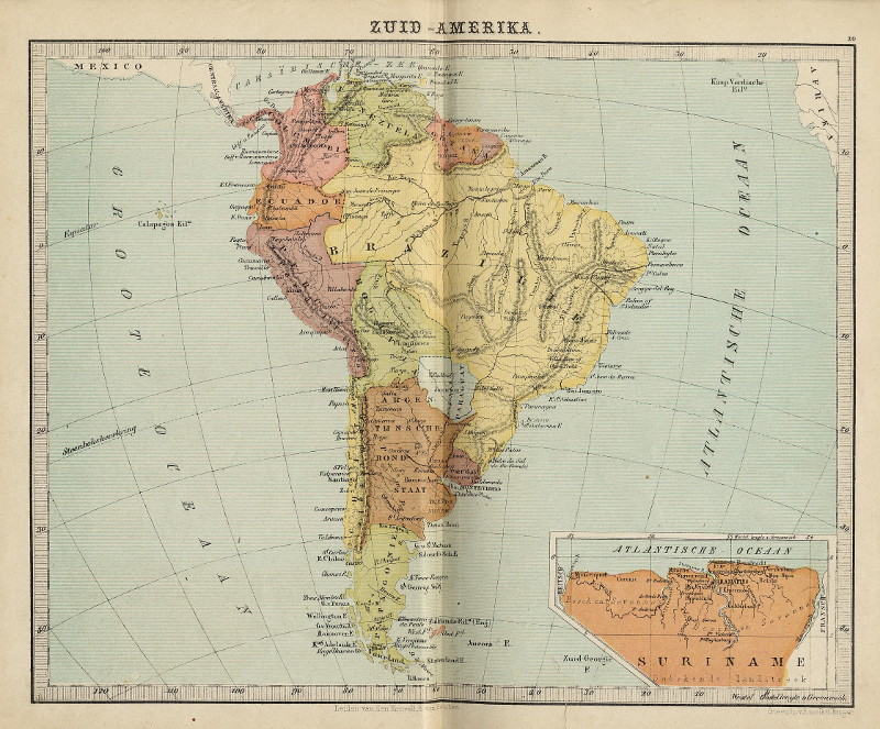 afbeelding van kaart Zuid-Amerika van Emrik & Binger