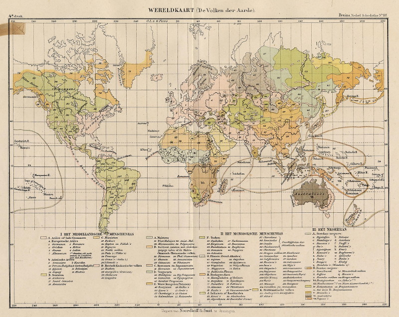 afbeelding van kaart Wereldkaart (De Volken der Aarde) van F. Bruins