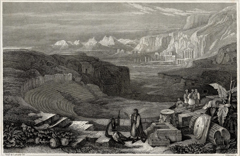 afbeelding van prent Ruinen von Selah (Petra) in Arabien van Laborde, Grunewald (Petra, Selah)