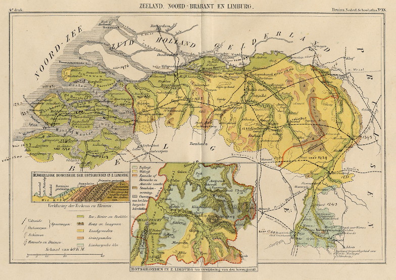 afbeelding van kaart Zeeland, Noord-Brabant en Limburg van F. Bruins