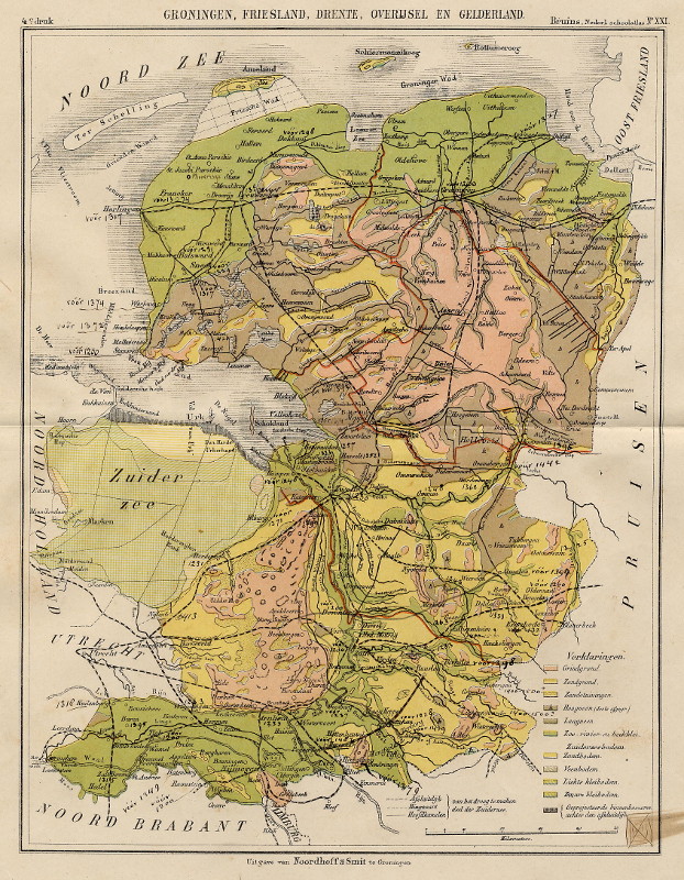 afbeelding van kaart Groningen, Friesland, Drente, Overijsel en Gelderland van F. Bruins