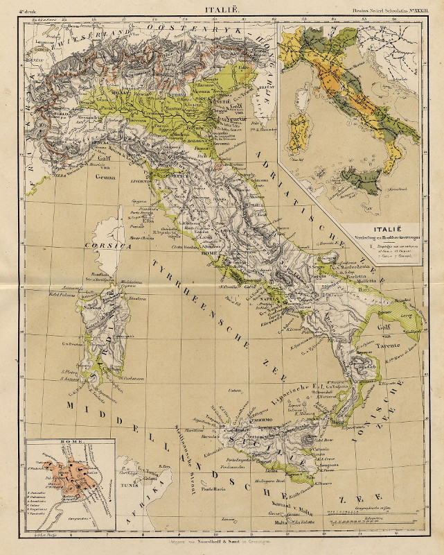 afbeelding van kaart Italie van F. Bruins