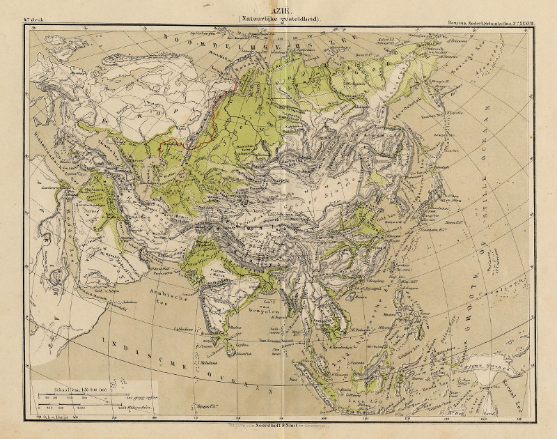 afbeelding van kaart Azie (Natuurlijke gesteldheid) van F. Bruins