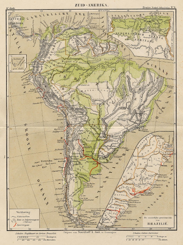 afbeelding van kaart Zuid-Amerika van F. Bruins