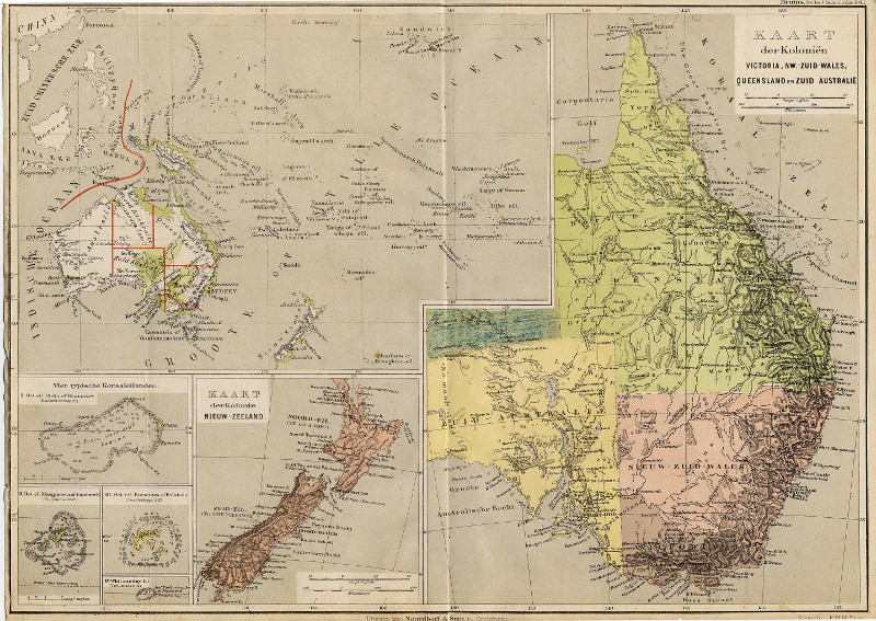 afbeelding van kaart Australië van F. Bruins