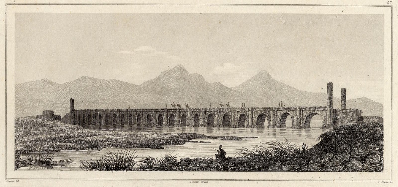 afbeelding van prent Pont de Mianeh van Preaux, S. Cholet (Meyaneh, Mianeh)