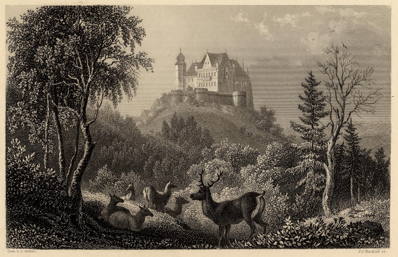 afbeelding van prent Schloss Callenberg van L. Richter, J.J. Hirnchliff (Coburg)