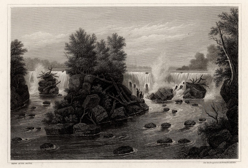 afbeelding van prent The little falls of St Anthony (Mississippi) van H.J. Meyer (Minneapolis)