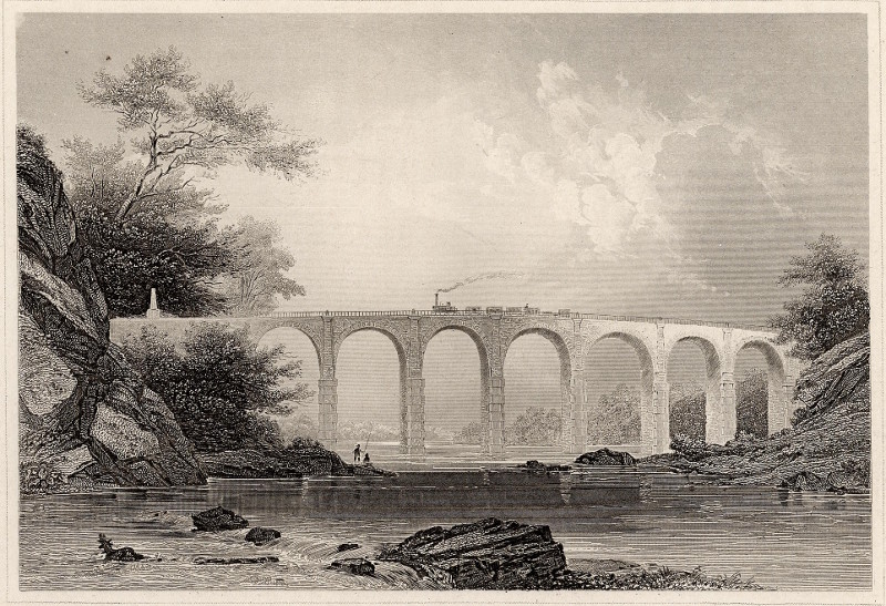 afbeelding van prent Viaduct der Baltimore und Washington-Eisenbahn van nn (Baltimore)