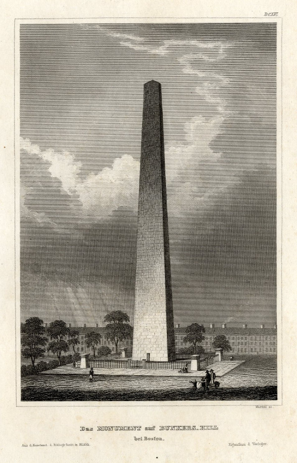 afbeelding van prent Das Monument auf Bunkers-Hill bei Boston van J.G. Martini (Boston)