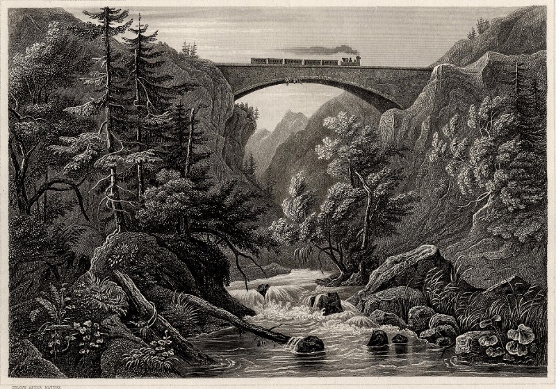 afbeelding van prent Cascade-Bridge (Erie Railroad) van nn (Erie)