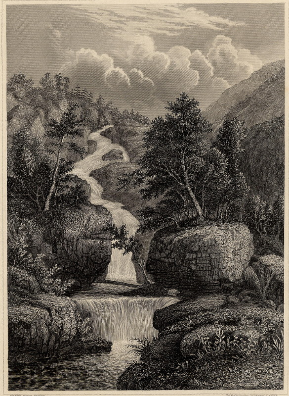 afbeelding van prent The Silver Cascade (White Mountains) van H.J. Meyer (New Hampshire)