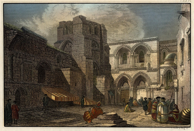 afbeelding van prent Kirche des Heiligen Grabes in Jerusalem van L. Deifel (Jeruzalem, Jerusalem)