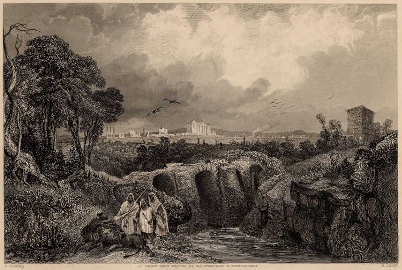 afbeelding van prent Ruins at Sbeitlah, (the ancient Sufetula,) Tunis. van C. Bentley, S. Lacey (Sbeitla)