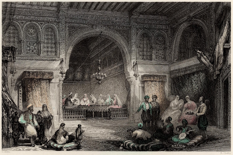 afbeelding van prent Interior of a Moorish palace, Algiers van T. Allom, E. Challis (Algiers)