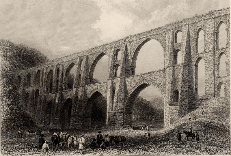 afbeelding van prent Aqueduct of the Greek emperors, near Pyrgo van W.H. Bartlett, R. Wallis (Pyrgos)