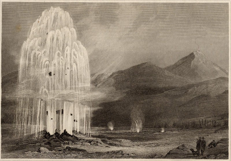 afbeelding van prent Der Grosse Geyser am Hekla van nn (Hekla)