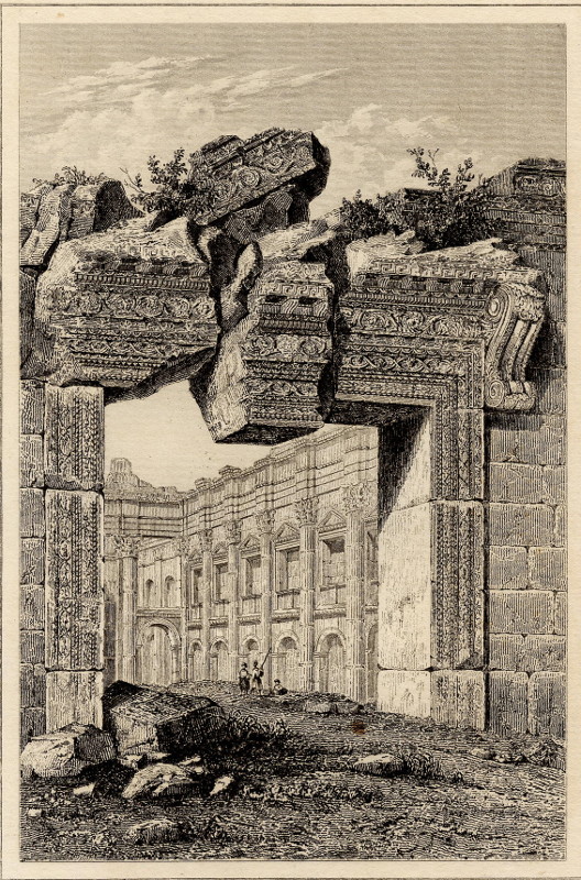afbeelding van prent Temple de Jupiter, a Baalbeck van Lemaitre (Baalbek, Heliopolis)