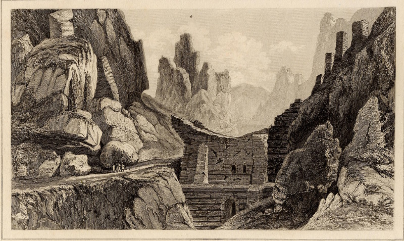 afbeelding van prent Ruines dites de la porte de fer, a Antioche van Lemaitre (Antioch, Antakya)